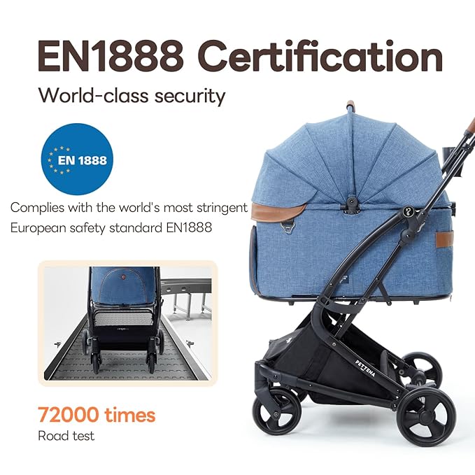 X-Fold Dog Stroller for Small/Medium Dogs up to 55 Lbs, Premium 3 in 1 Pet Stroller, Large All-Terrain Rubber Wheels, Navy Blue-Mewly Pet