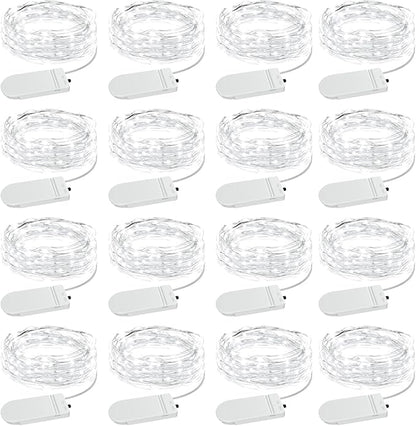 Olafus 16 Pack Fairy Lights Battery Operated, IP68 Waterproof Mini String Light, 7ft Small LED Bottle Light for Wedding Vase Centerpieces Table Decorations Christmas Indoor Party Jars Gift Cool White