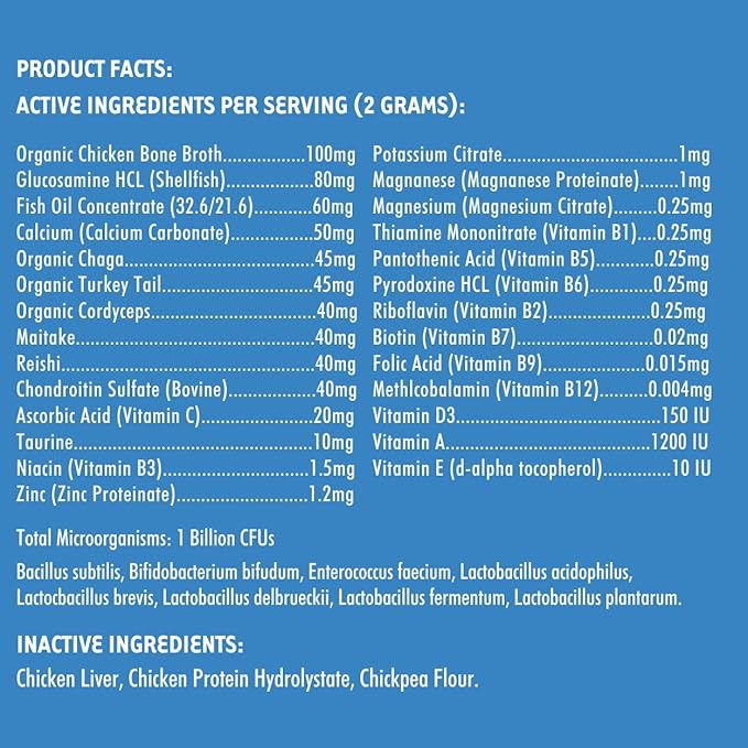 iHeartDogs 24-in-1 Adult Dog Multivitamin Daily+ Total Health Support Powder with Probiotics, Omega-3, Glucosamine, Mushrooms & Bone Broth - 60 Servings-Mewly Pet