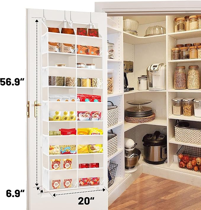 2 Pack Over the Door Organizer 5 Tiers, Extra Large Behind Door Storage of 10 Compartments, 80 lbs Weight Capacity Over Door Organizer, Door Hanging Organizer for Closet, Diaper Organizer, Beige