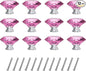 Tomorotec 12-Pack 30mm Crystal Pink Glass Cabinet Drawer Pulls, Diamond Drawer/Cupboard Knobs with Screws, Crystal Knobs w/Silver Base, Home Decor for Kitchen, Dresser, Wardrobe, Desk (1.2 in / 30mm)