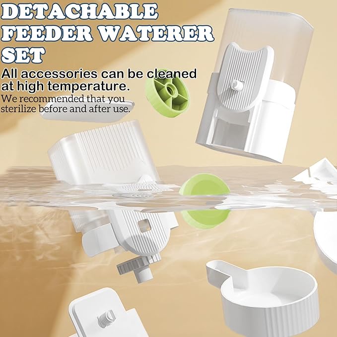 kathson Rabbit Gravity Auto Feeder Set 35oz Hanging Automatic Food Water Dispenser Cage Automatic Feeder Set for Rabbit Chinchilla Guinea Pig Hedgehog Ferret Kitty Puppy (Green)-Mewly Pet