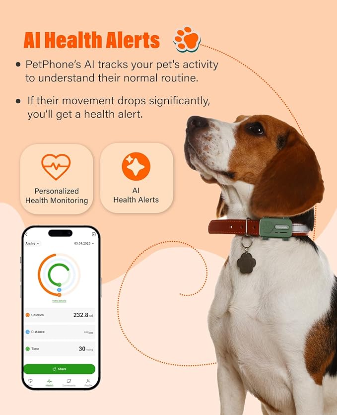 GlocalMe PetPhone for Dog and Cat, Support Play Music and Two-Way Call, Pet Community and AI Health Alerts, Real Time Tracking and Virtual Fence, Unlimited Range Pet GPS Tracker (Pink)-Mewly Pet
