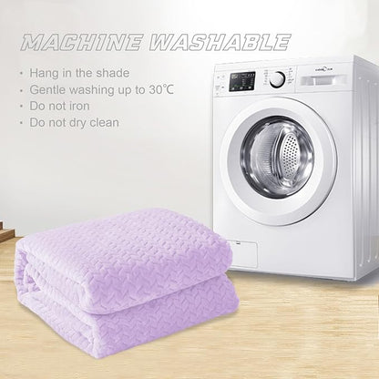 Exclusivo Mezcla Fleece Twin Size Blanket for Bed, 90x66 Inches Soft Cozy Jacquard Flannel Blankets, Lightweight Fuzzy Plush Warm for Winter, Lilac Purple