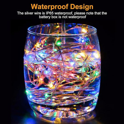 btfarm 18 Pack Fairy Lights Battery Operated [3 Modes], 7ft 20 Led Twinkle Lights String Lights Waterproof Bulk Small Mini Silver Wire for Mason Jars Vases Wedding Table Centerpiece, Multicolor