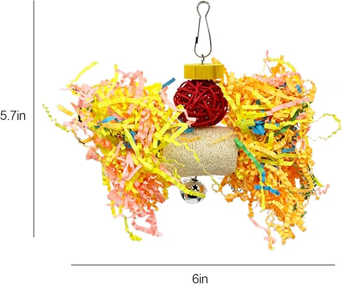 EBaokuup Bird Parrots Shredding Toys Parakeet Chewing Toys Bird Loofah Toys Parrot Cage Shredder Toys Bird Foraging Hanging Toys Bird Accessories for Parrots Lovebird Cockatiel Conure African Grey-Mewly Pet