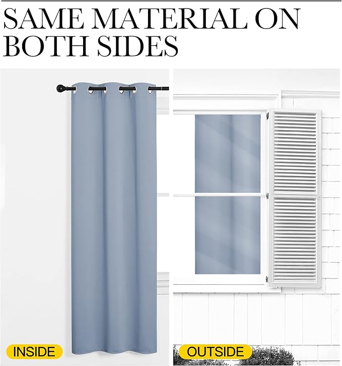 NICETOWN Vintage Blue Blackout Curtains 90 inches Length for Living Room, 2 Panels, 55" Wide, Thermal Insulated Long Drapes for Large Window