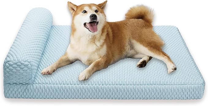 Tinaco Dog Cooling Bed for Large Dogs, Orthopedic Dog Bed with Removable Cover, Washable Dog Couch Bed for Small Medium Large Cats Dogs(WhiteBlue, X-Large)-Mewly Pet