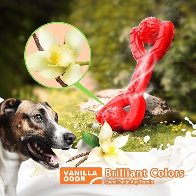 Indestructible Dog Toys for Aggressive Chewers - Heavy-Duty Chew Bones with Real Vanilla Flavor, Interactive & Durable Toys for Medium/Large Dogs to Relieve Boredom-Mewly Pet