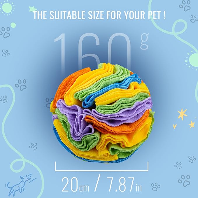 Pet Snuffle Ball, Puzzle Sniffing Interactive Dog Ball for Blind Dogs Training Stress Relief Dog Enrichment Toys Treat Machine Washable (20cm, Sweet Purple)-Mewly Pet