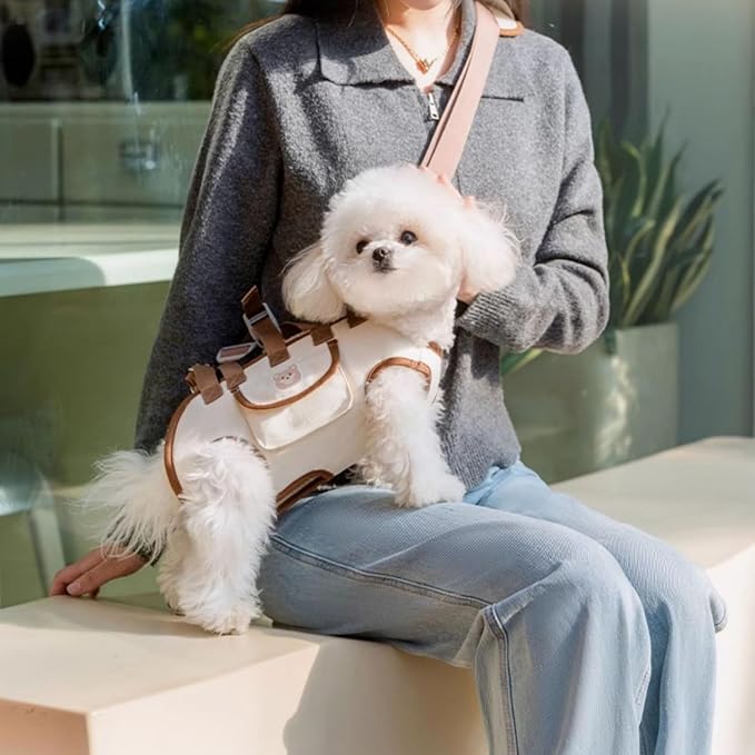 Portable Breathable Pet Carrier Sling & Backpack for Dogs & Cats, Adjustable Full-Body Harness with Traction Leash, Crossbody & Car-Friendly (Large)-Mewly Pet