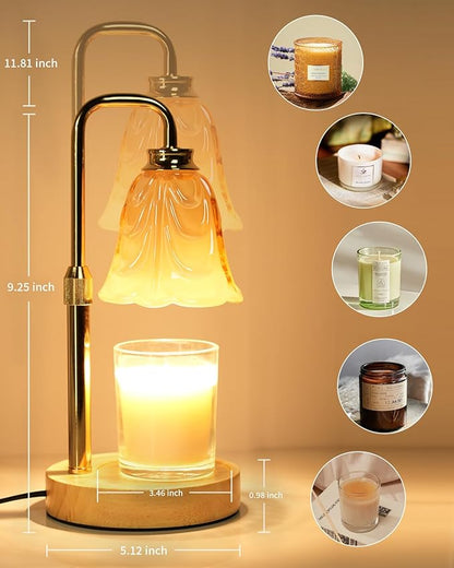 Tulip Candle Warmer Lamp, Adjustable Height, Dimmable Candle Warmer with Timer, Mom Womens Gifts for Birthday, Unique Home Decor Aesthetic (Off White)