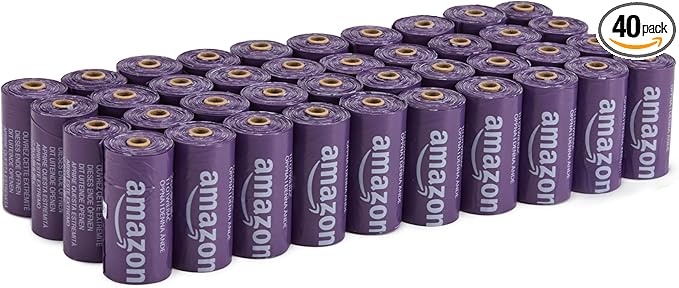 Amazon Basics Premium Dog Poop Bags, 600 Count, Enhanced Leakproof, Premium Lavender Scented-Mewly Pet