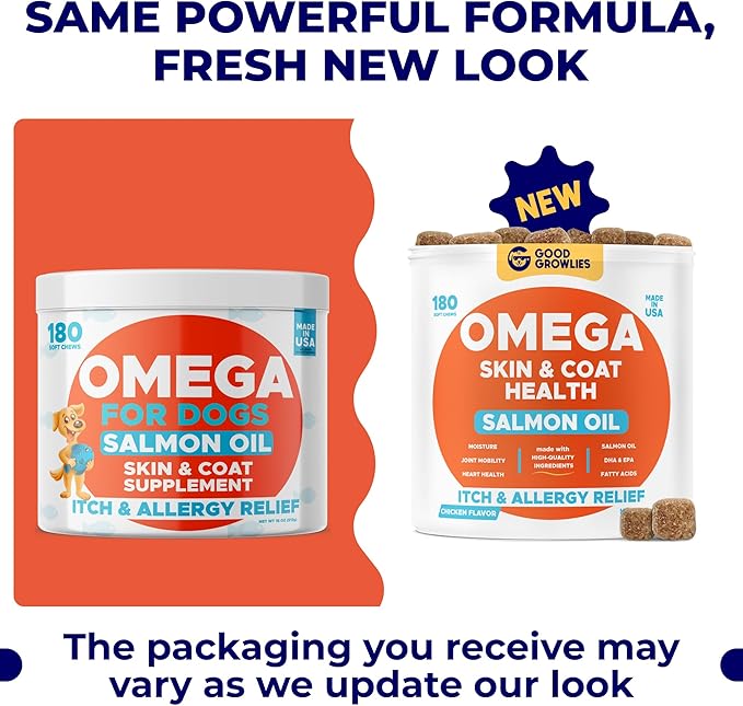 Omega 3 Fish Oil for Dogs Bundle - Skin&Coat Chews - Dry&Itchy Skin Relief + Allergy Support - EPA&DHA Fatty Acids - Natural Salmon Oil Chews Promotes Heart, Hip&Joint Support -360 Chews - Made in USA-Mewly Pet