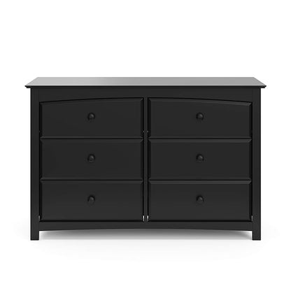 Storkcraft Kenton 6 Drawer Double Dresser (Black) – Dresser for Kids Bedroom, Nursery Dresser Organizer, Chest of Drawers for Bedroom with 6 Drawers, Universal Design for Children’s Bedroom