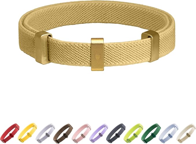 Safety Cat Collar - U.S. IDA Gold Awarding Design, Stretch Elastic Quick Release, Non Breakaway - Light Weight for Kitten, Neck Fit 5.9'-11.8' for All Small Large Cat,S(Gold Champagne)-Mewly Pet