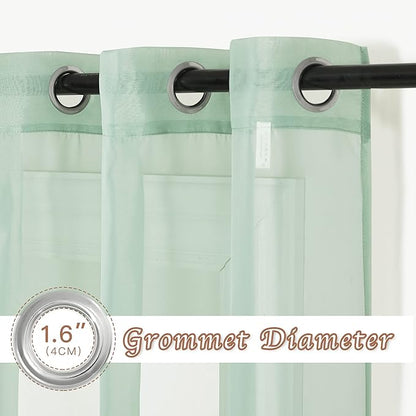 NICETOWN Sage Green Sheer 120 inch Long Curtains Voile Textured, Grommet Soft Voile Sheer Window Treatments Lightweight & Airy Drapes for Living Room/Bedroom, W54 x L120, 2 Panels
