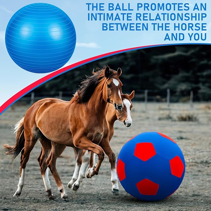 30inch Giant Herding Ball with Cover Anti Burst Ball Please Watch VCR for How to Inflation Horse Toys for Horses Stall Entertainment Play, Pump Included (Classic)-Mewly Pet