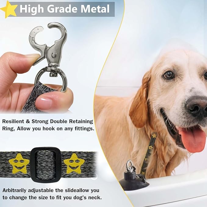 Dog Bathing Tether with Heavy Suction Cup, Dog Grooming Tub Restraint Leash with Adjustable Collar for Pet Cat Shower and Grooming-Mewly Pet