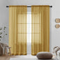 OVZME Gold Sheer Curtains 72 Inches Long 2 Panels - Soft Light Filtering Window Sheer Panels for Living Room/Bedroom, Top Dual Rod Pocket, 1 Pair, Each 42Wx72L Inches