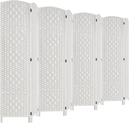 Rose Home Fashion Room Divider, 6 ft Tall Room Dividers and Folding Privacy Screens, 16in Privacy Screen 8 Panel White Space Temporary Wall Foldable Partition Separation
