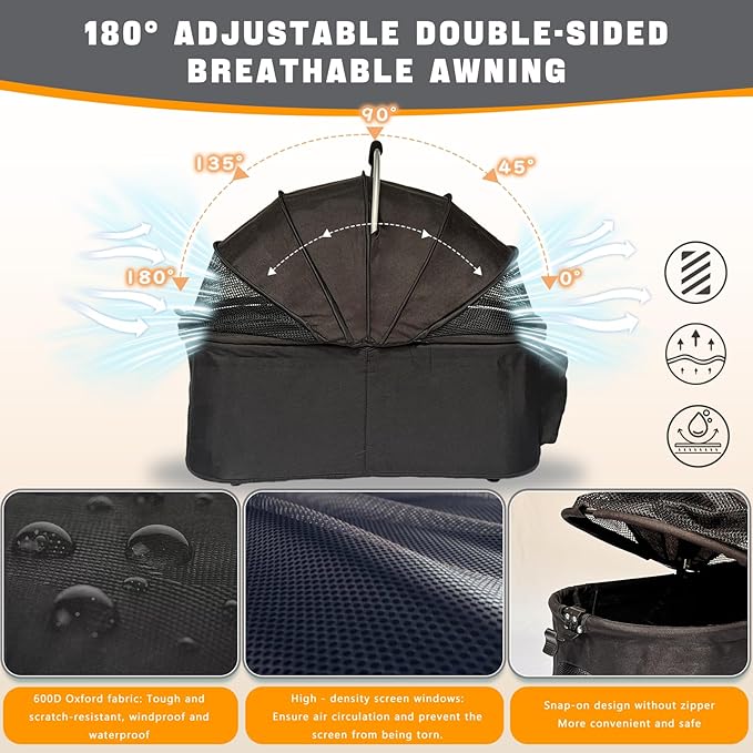 Pet Stroller for Small & Medium Dogs Cats up to 55 lbs 4-in-1 Foldable Travel Pet Stroller with Detachable Carrier Lightweight All-Terrain Spring Damping,Car Seat,Sun Canopy,Black-Mewly Pet