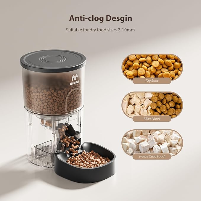 Automatic Cat Feeders, 3L Timed Cat Dry Food Dispenser, Dual Power Supply, Programmable Portion Size, 1-6 Meals Per Day, Auto Pet Feeder for Cats and Small Dogs-Mewly Pet