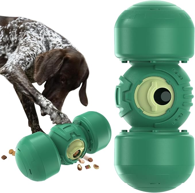KADTC Dog Treat Dispener Toys Rolling Giggling Indestructible Puzzle Feeder Toy Adjustable Food Dispensing Speed for Medium/Large Aggressive Chewers Breed-Mewly Pet