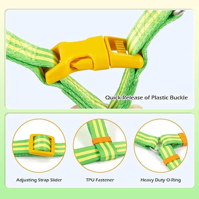 Stripe Step in Dog Harness for Small Dogs, Freedom Nylon Dog Halter Vests, Lightweight and Escape Proof Puppy Harness, Quick Fits for Small Medium and Large Dogs, Green M-Mewly Pet