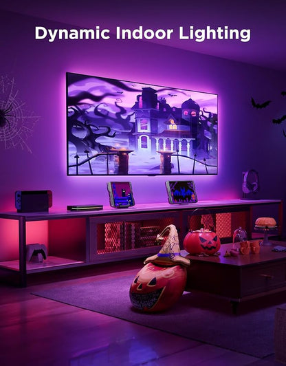 Govee HDMI 2.1 Sync Box 2, AI Sync Box with TV Backlight, Supports 8K@60Hz, 4K@144Hz, VRR and ALLM, Works with Matter and Alexa, RGBIC LED Light Strip for 75-85 inch TVs, 75 LEDs/m