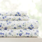 Linen Market Double-Brushed Patterned Microfiber Full Sheet Set 4 Piece – Oeko-TEX Certified Ultra Soft & Wrinkle-Free - 16" Deep Pocket Sheets - Easy Care Full Size - Blossoms Light Blue