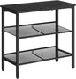 HOOBRO Black Side Table, 3-Tier Metal Side Table, Small Black Table with 2 Flat or Slant Adjustable Shelves for Small Spaces, Hallway, Living Room, Bedroom, Sturdy, Easy Assembly, Black BB23BZ01G1