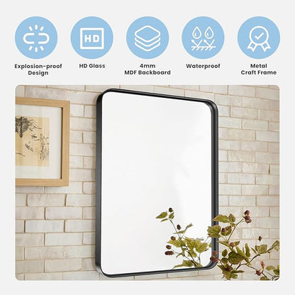 Sweetcrispy 22x30 Inch Black Bathroom Mirrors for Wall, Bathroom Mirrors for Over Sink, Rectangle Wall Decor for Entryway, Bedroom, Vanity