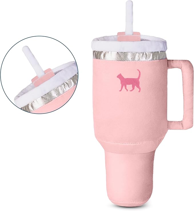 Kitty Cup Tumbler Cat Toy – Funny Cat Birthday Gifts with Catnip & Crinkle Paper, Cute Girl Kitten Toys (Pink Peach Dust)-Mewly Pet