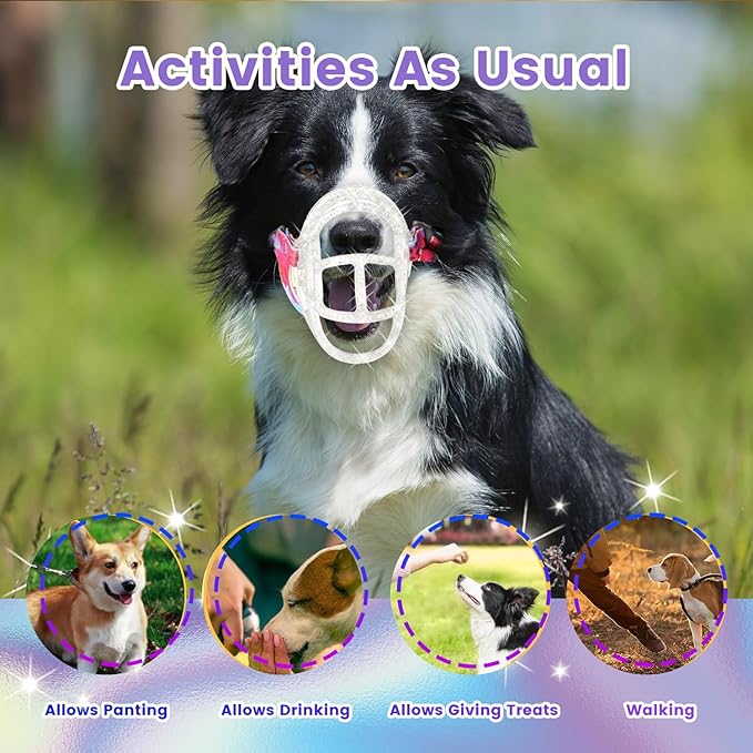 Basket Muzzle - Anti Biting Chewing, Sturdy Lightweight Allows Panting Drinking, Suitable for Grooming Trimming Training - Transparent, Size 5-Mewly Pet