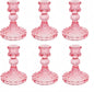 Glass Candlestick Holder,Striped Taper Candle Holders,Set of 6 Candle Stand for Table Centerpieces, Home Decor,Weddings,Festival and Parties (Peach Red Dimond)