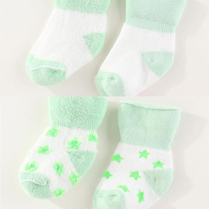 Unisex Baby Terry Socks 5-Pack for Baby boy and girl 0-12 Months Warm Cotton Socks