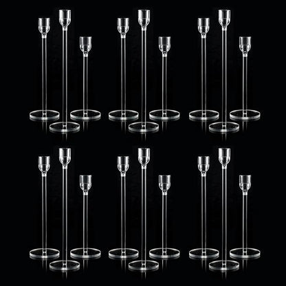 Vincidern 18pcs Clear Taper Candle Holders for Table Centerpieces, Acrylic Candle Holder Set for Wedding, Events, Party, Christmas, Halloween, Clear Decorative Candlestick Holders