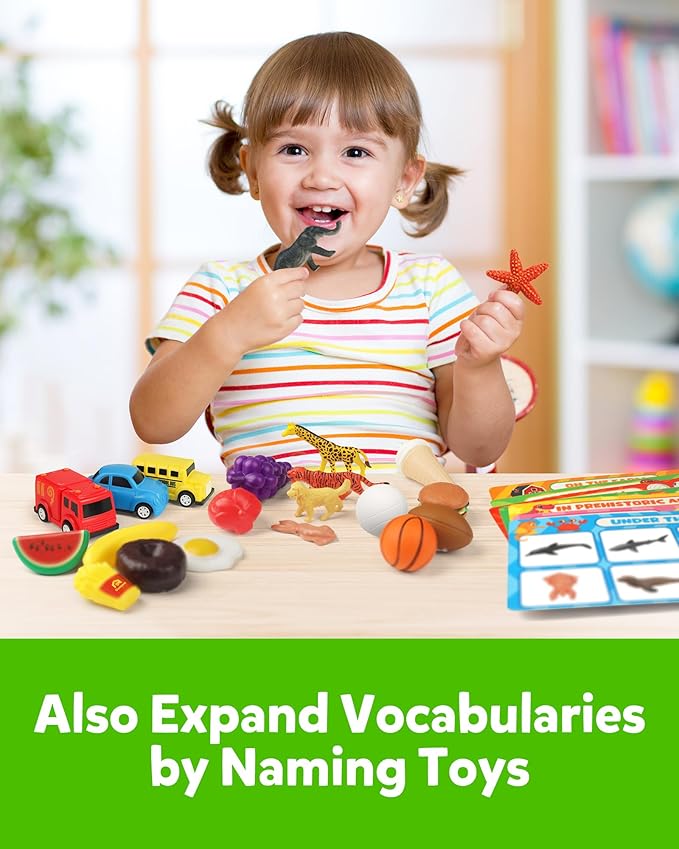 Coogam Sorting Toy for Toddlers, Animals Dinosaurs Fruits Vehicles Foods Fishes Balls Farm Playset, Fine Motor Montessori Game Preschool Educational Learning Gift for Year Old Kids-Mewly Pet