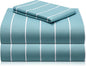 LuxClub Striped Sheets, 3 PC Striped Bed Sheets Twin Size, Deep Pockets Wrinkle Free-Kids-Fitted Sheets Machine Washable Hotel Bedding (Twin, Light Blue)