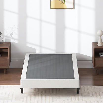Twin Box Spring 5 Inch Low Profile Heavy Duty Metal Structure with Easy Clean Fabric Bed Cover, Non-Slip, No Noise, Easy Assembly