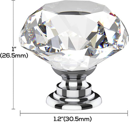 Alzassbg 6 Pack Clear Crystal Drawer Knobs, 1-1/5 Inch(30mm) Diameter Cabinet Knobs Glass Diamond Crystal Knobs for Drawers AL1001CP