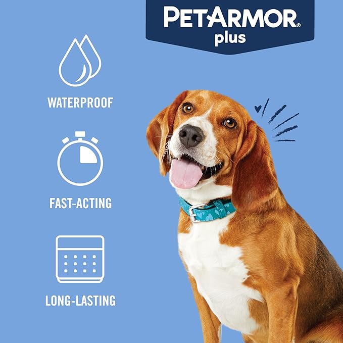 PetArmor Plus Flea and Tick Prevention for Dogs, Dog Flea and Tick Treatment, 3 Doses, Waterproof Topical, Fast Acting, Medium Dogs (23-44 lbs)-Mewly Pet
