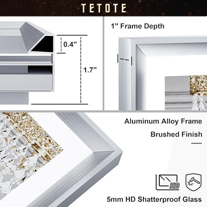 TETOTE Bathroom Mirror with Lights 20x28 Brushed Nickel LED Mirror Silver Frame Frontlit & Backlit Lighted Vanity Mirror Baroque Anti Fog Dimmable White/Warm/Natural,Wall Mounted(Horizontal/Vertical)