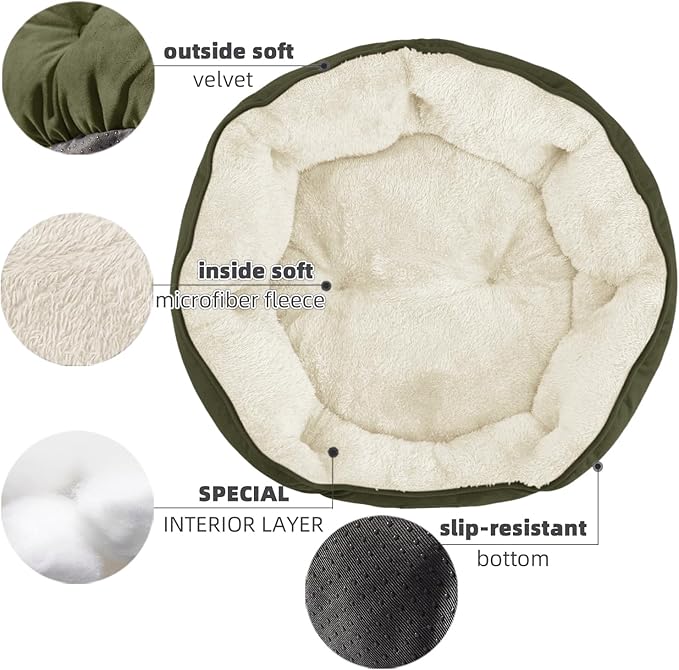 Asvin Small Dog Bed for Small Dogs, Cat Beds for Indoor Cats, Pet Bed for Puppy and Kitty, Extra Soft & Machine Washable with Anti-Slip & Water-Resistant Oxford Bottom, Green, 20 inches-Mewly Pet