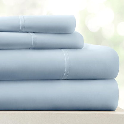 Linen Market Double-Brushed Microfiber Twin XL Sheet Set 3 Piece – Oeko-TEX Certified Ultra Soft & Wrinkle-Free - 16" Deep Pocket Sheets - Easy Care Twin XL Size - Light Blue