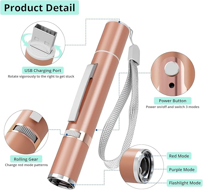 TBTeek Cat Toys for Indoor Cats, 2 Pieces, Rechargeable, 7 Adjustable Patterns, Interactive Kitten Pet Dog Red Dot Chase Light Toy for Cats Fun Playing Exercise(Rose Gold)-Mewly Pet