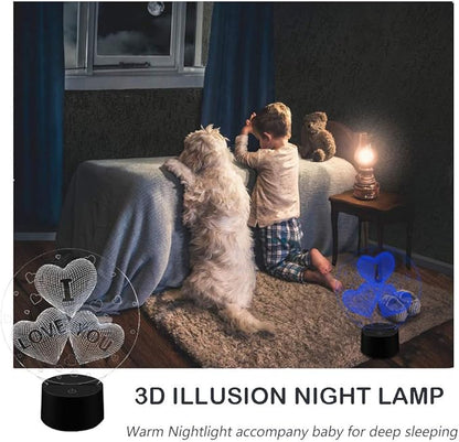 AZIMOM 3D I Love You Illusion lamp LOVE Shape Night Light 16Colors Changing Smart Touch Remote Control Optical Illusion Bedside Lamps Bedroom Home Decoration for Kids Boys & Girls Women Birthday Gifts