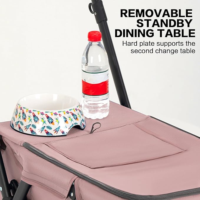 Pet Stroller Cat Dog Stroller Travel Folding Pet Carriers（Pink）-Mewly Pet