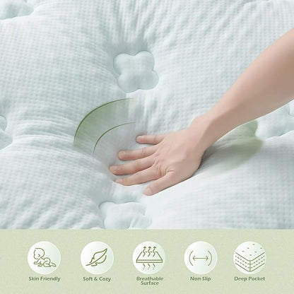Hansleep Full Size Mattress Topper Viscose Derived from Bamboo, Memory Foam Pillow Top Mattress Topper Full with Deep Pocket, Breathable Mattress Pad for Back Pain Relief, 54" x75", White